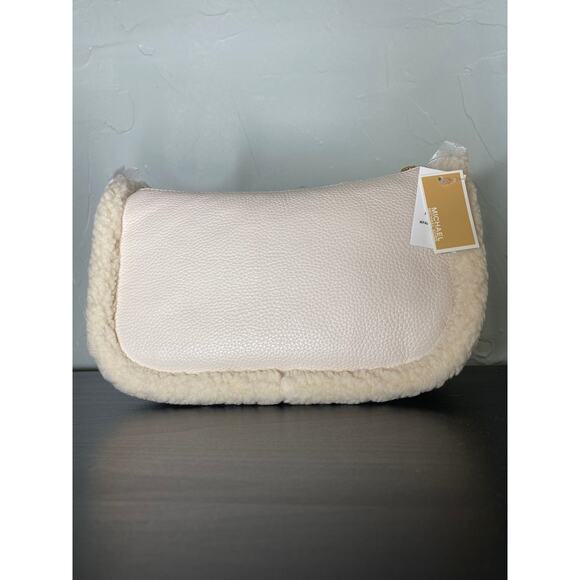 Michael Kors Carmela MD Leather Shearling Pouchette Crossbody Bag - Picture 3 of 11